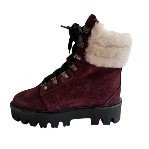 🆕 Aquatalia Alyssa Shearling Trim Leather Hiking Boots